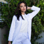 Blouse médicale femme col officier blanche Medicabee, vue de face
